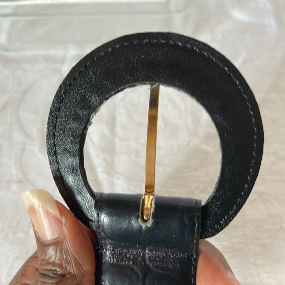 TOGETHER CRAFTS blue croc vintage embossed women’s bonded leather belt Size M-L - Picture 8 of 8